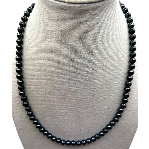 Black Hematite Bead Necklace With Lobster Claw Clasp.  A98 - Picture 3 of 7